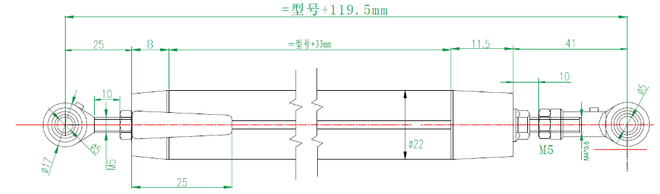 MIRAN米朗科技KPM22小型铰接式位移传感器安装尺寸图