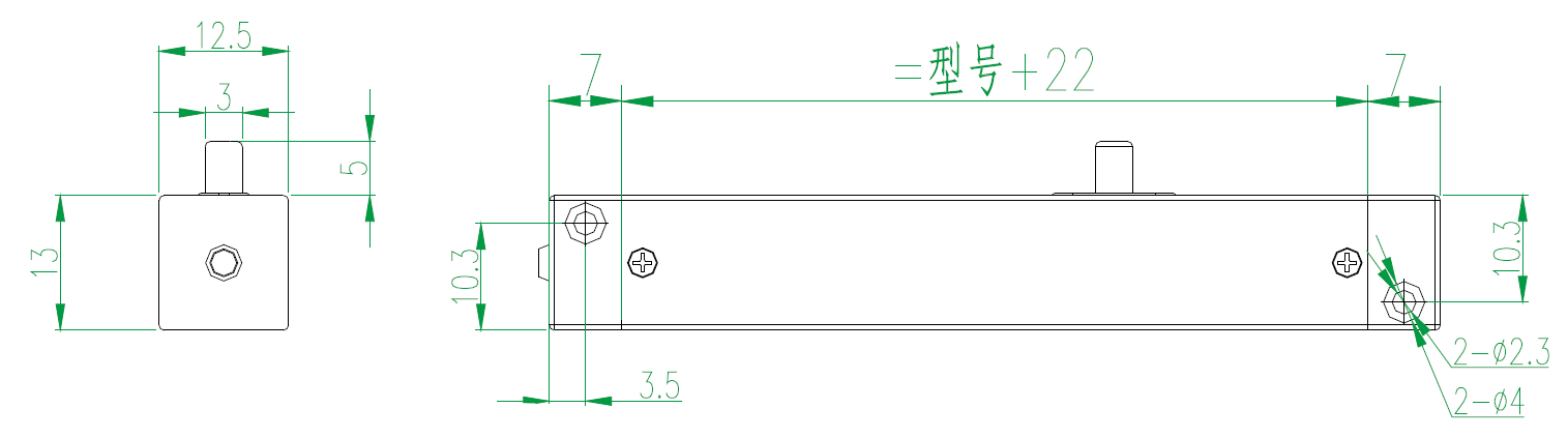 MIRAN米朗科技KSF微型滑块式位移传感器安装尺寸图