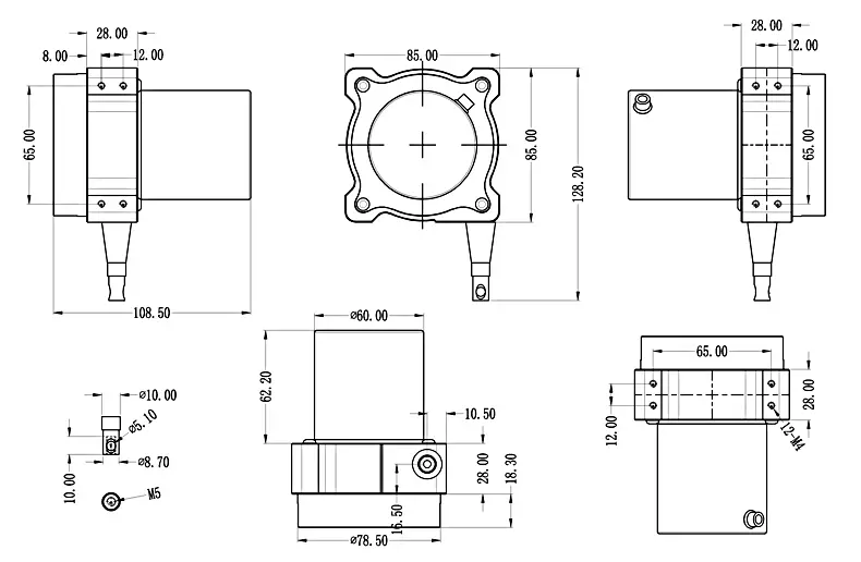 SM-M型拉绳位移传感器安装尺寸