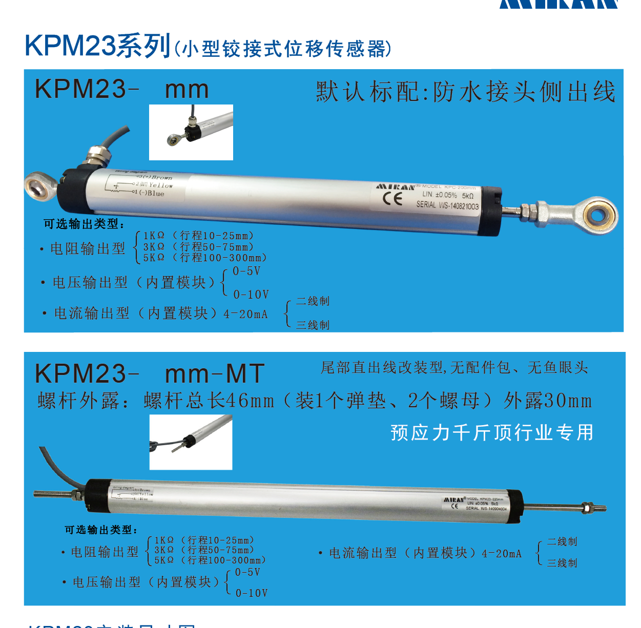 MIRAN米朗科技绞接式位移传感器在预应力千斤顶中的应用