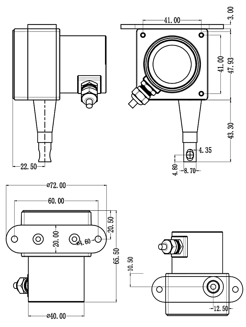 SMFS-XS防水型拉绳式位移传感器的安装尺寸  