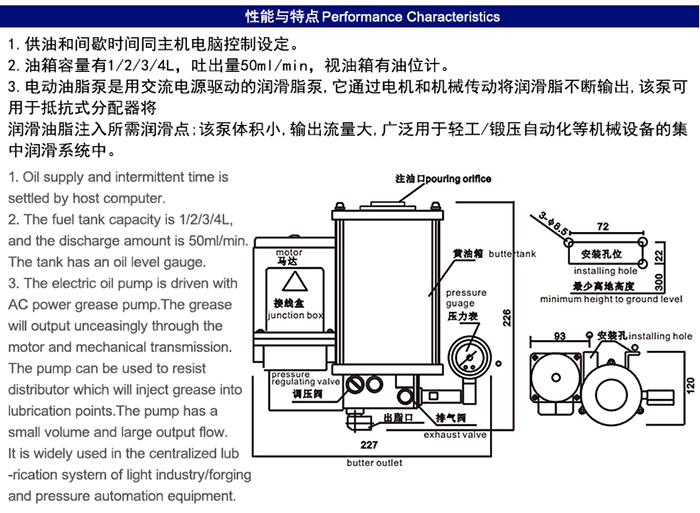 米朗MRH-1202-100T  PLC型半自动油脂泵产品及尺寸图