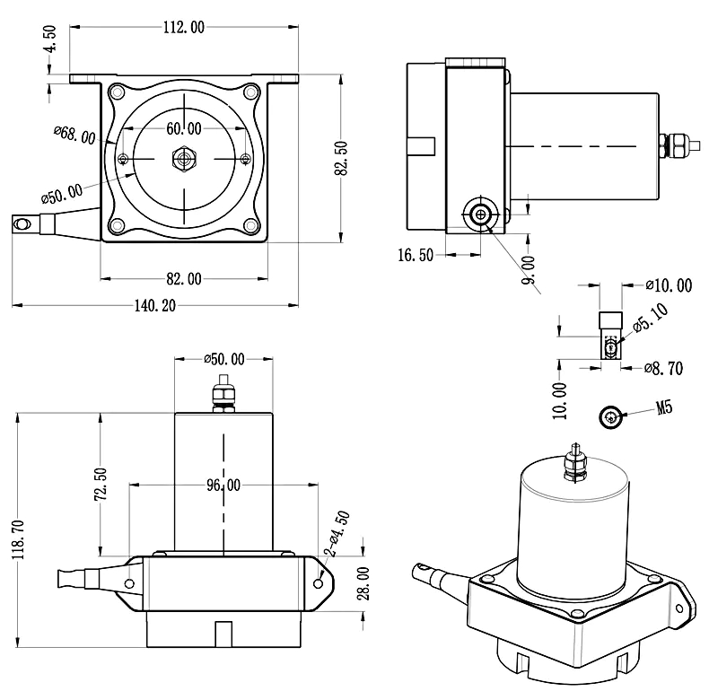 WEPFS1-M绝对值防水型拉绳位移传感器安装尺寸