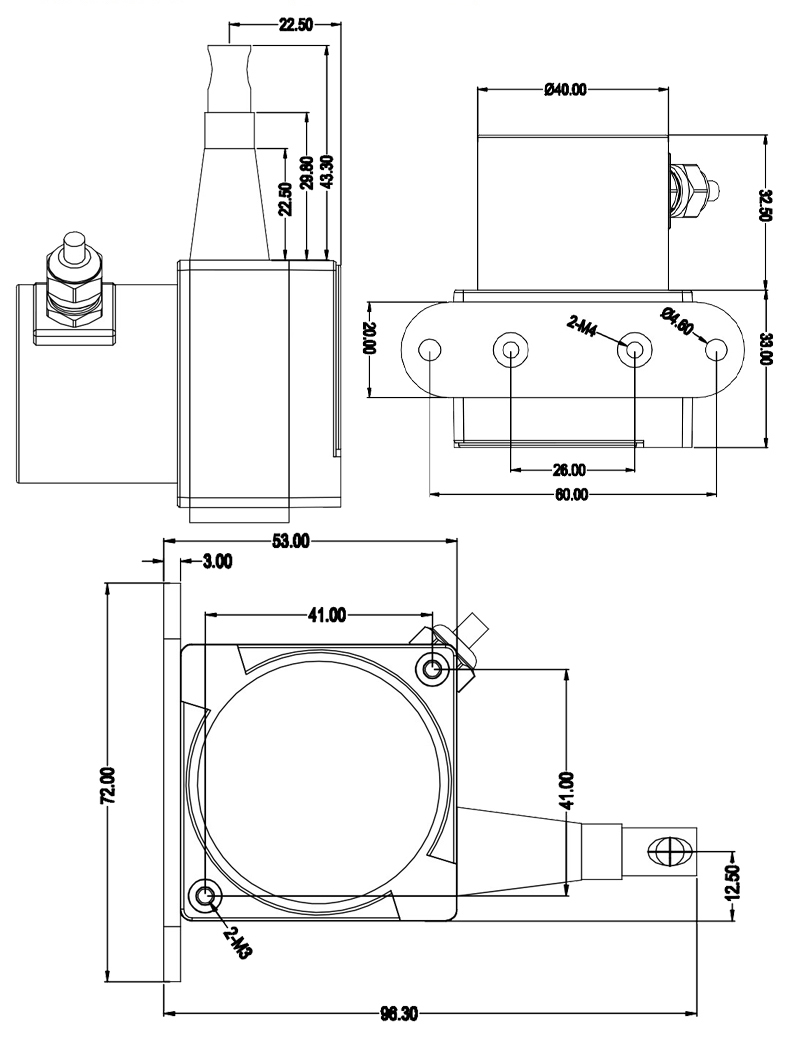 MPSFS-XS防水型拉绳位移传感器安装尺寸