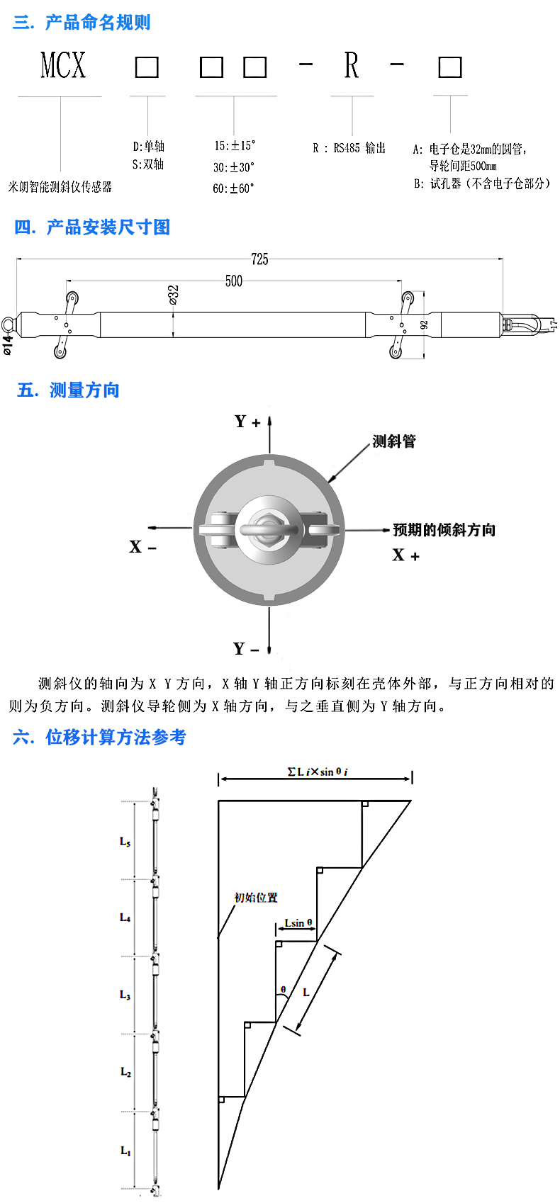 固定式测斜传感器/测斜仪