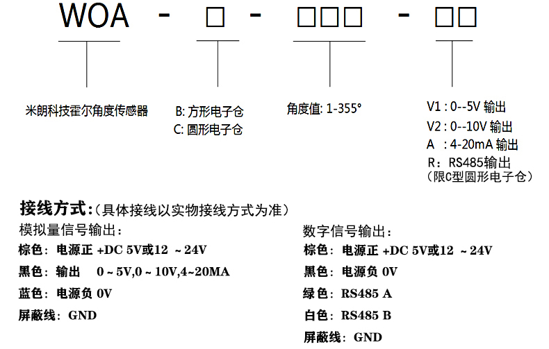 WOA-C霍尔原理非接触传感器选型规则